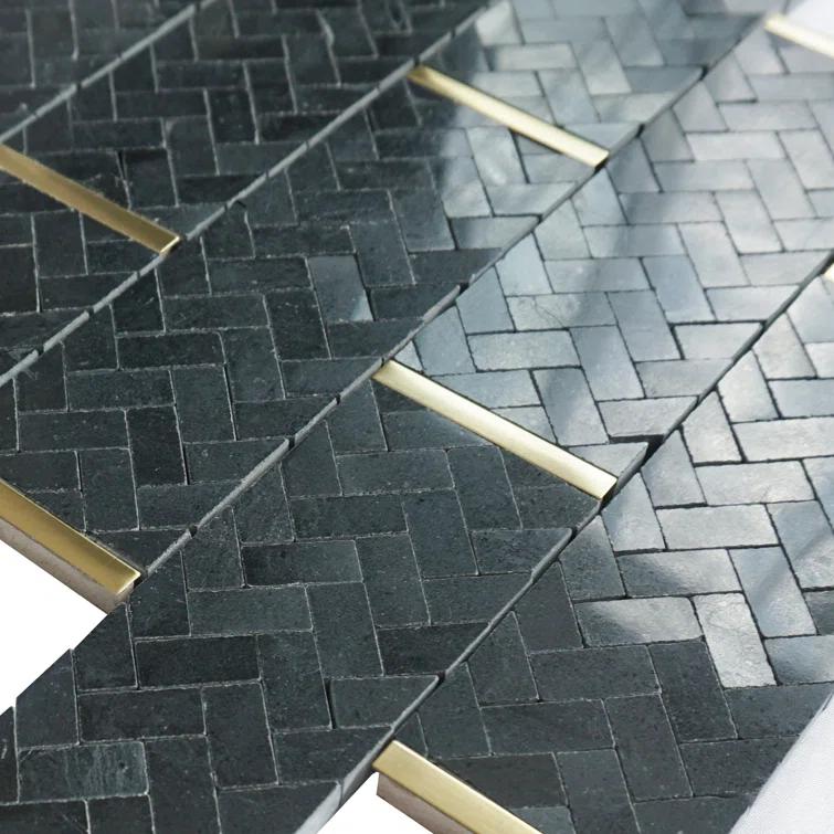 Natural 3" x 3" Natural Stone Brick Joint Mosaic Wall Tile