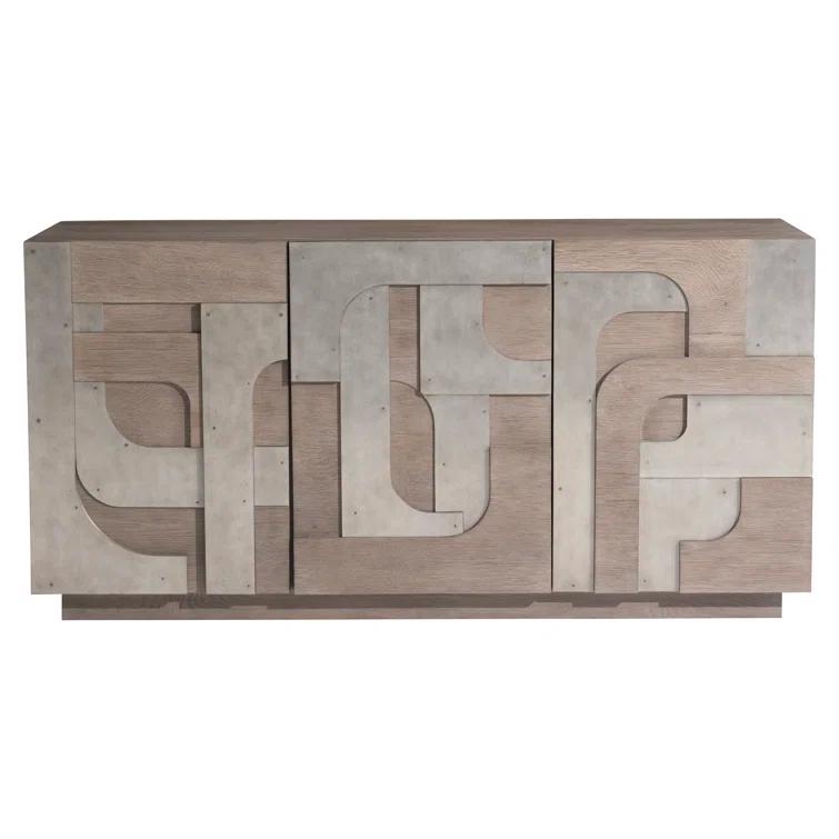 Azlin 64'' Chai and Steel Dust Sideboard with Geometric Overlay