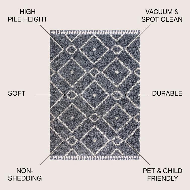 McKenly Geometric Denim Blue/Cream Area Rug