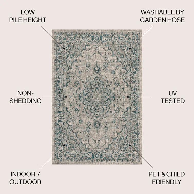 Nate Boho Medallion Textured Weave Indoor/Outdoor Rug