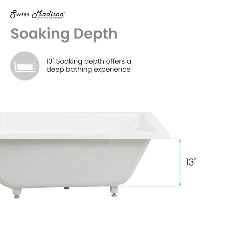 Voltaire 48" X 30" Reversible Drain Drop-In Bathtub