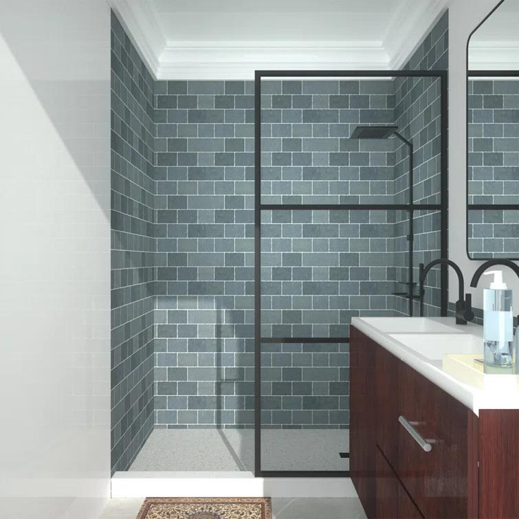 Fixed Framed Shower Screen with 5/16" Clear Glass
