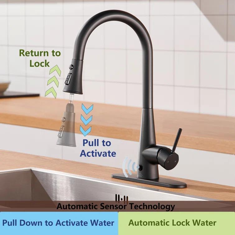 Willow 1.8 GPM Single Handle Pull Down Sprayer Kitchen Faucet with Touchless Sensor