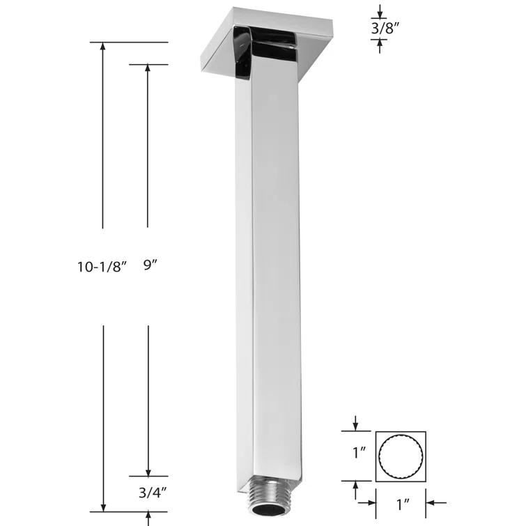 1/2" IPS Square Ceiling Mount Shower Arm & Flange