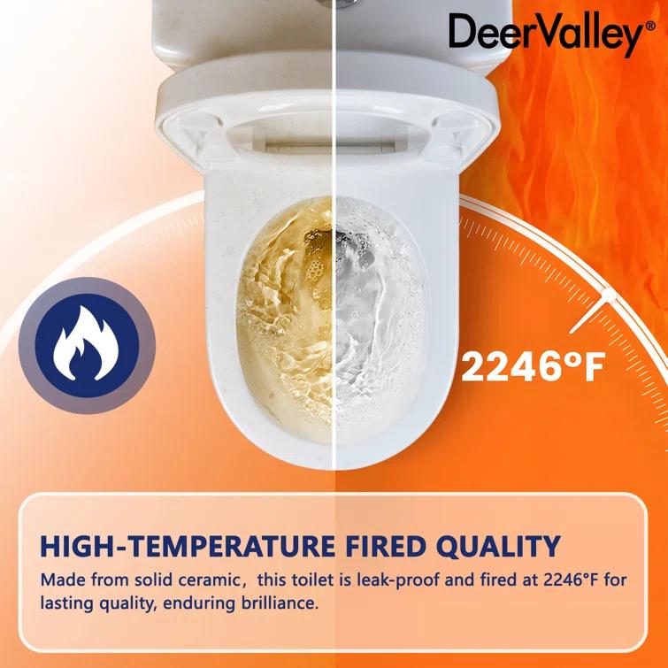 DeerValley Liberty Compact Toilets One-Piece Toilet With High-Efficiency Flush Round Toilet for Space-Saving Floor Mounted (Seat Included)