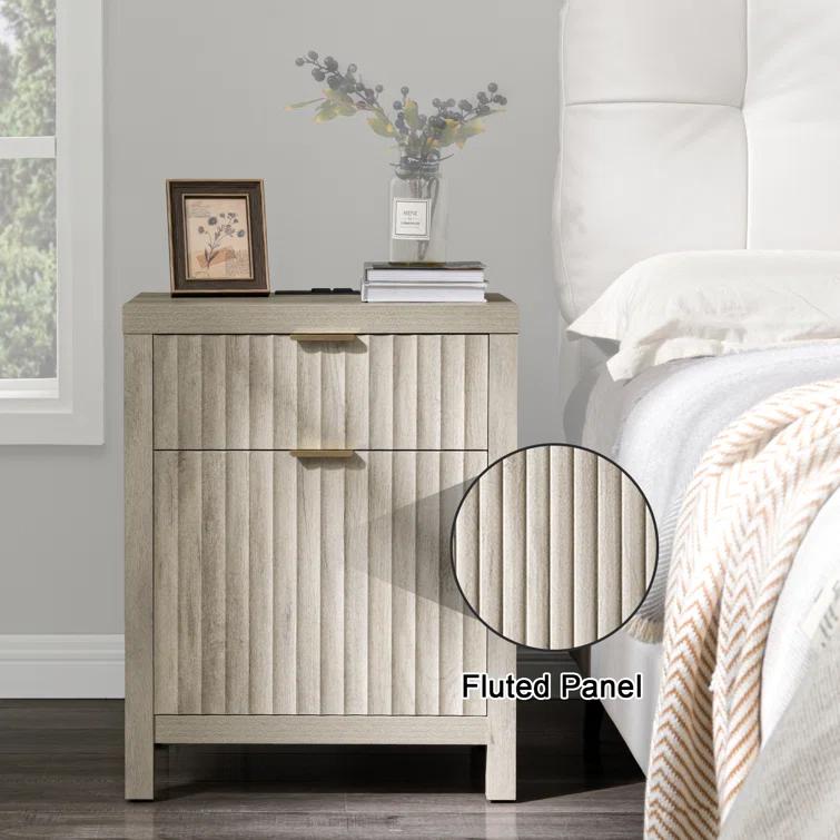 Arrilla 25'' 2 - Drawer Nightstand with Built-In Outlets