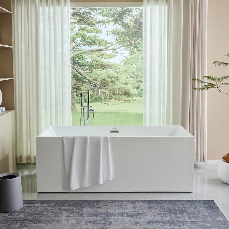 67" x 32" Freestanding Soaking Acrylic Bathtub