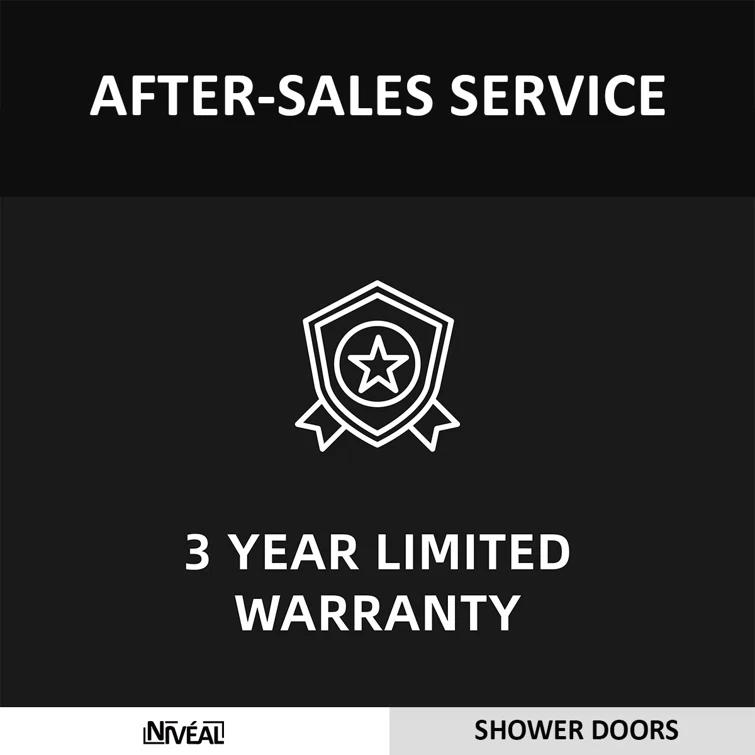 NIVEAL MQ7051C-7660SV 60" W x 76" H Single Sliding Semi-Frameless Shower Door with 3/8" Clear Glass