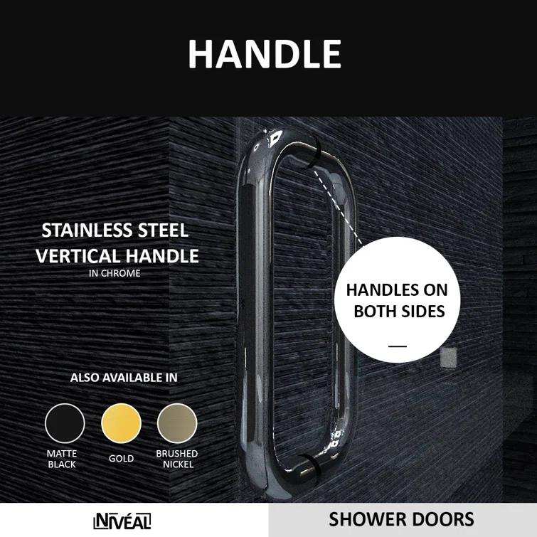 NIVEAL MQ7051C-7660SV 60" W x 76" H Single Sliding Semi-Frameless Shower Door with 3/8" Clear Glass