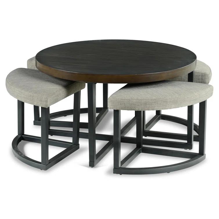 17 Stories Stannos 36" Round Coffee Table with 4 Stools