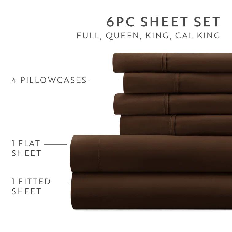 Simply Soft Brushed Microfiber Solid 6 Piece Sheet Set