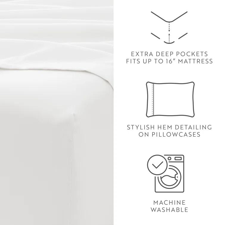 Modern Threads Modern Threads 6-Piece Bed Sheet Set, Deep Pocket, Ultra Soft Microfiber, Cool & Breathable