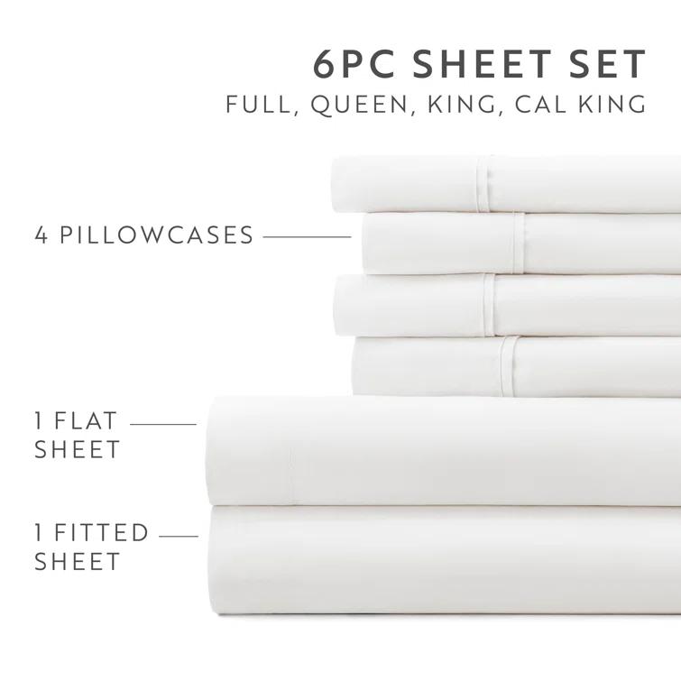 Modern Threads Modern Threads 6-Piece Bed Sheet Set, Deep Pocket, Ultra Soft Microfiber, Cool & Breathable