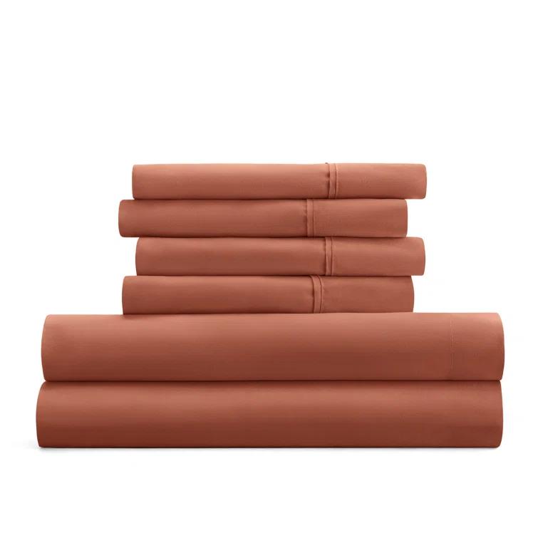 Simply Soft Brushed Microfiber Solid 6 Piece Sheet Set