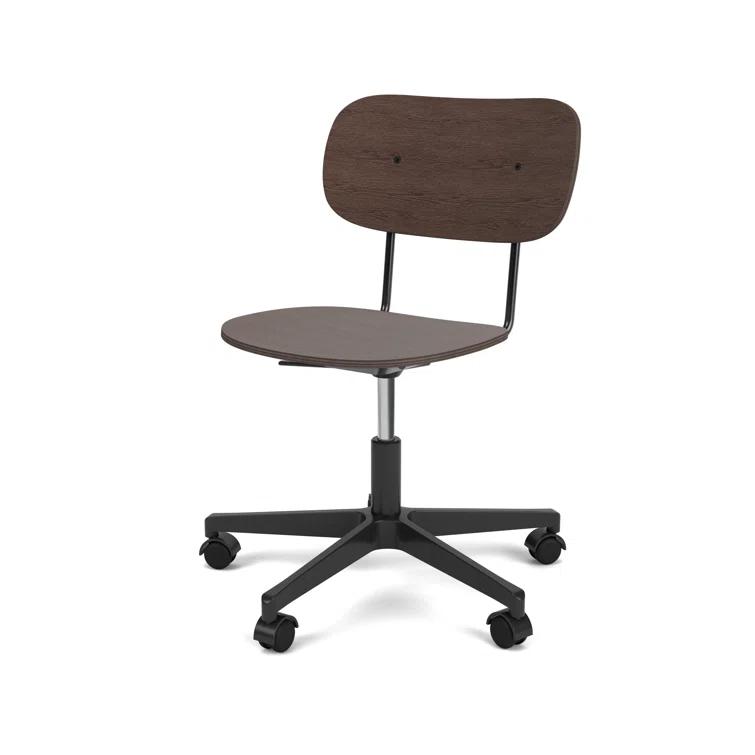 Black and Oak Adjustable Swivel Task Chair with Aluminum Frame