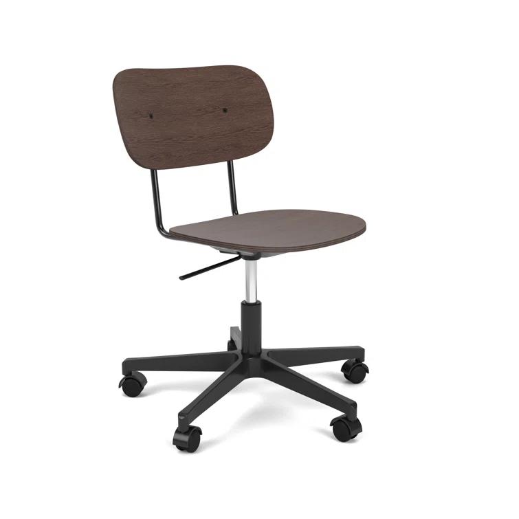 Black and Oak Adjustable Swivel Task Chair with Aluminum Frame