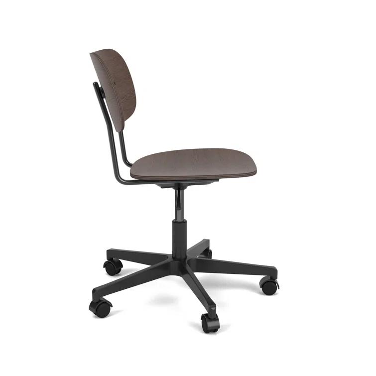 Black and Oak Adjustable Swivel Task Chair with Aluminum Frame