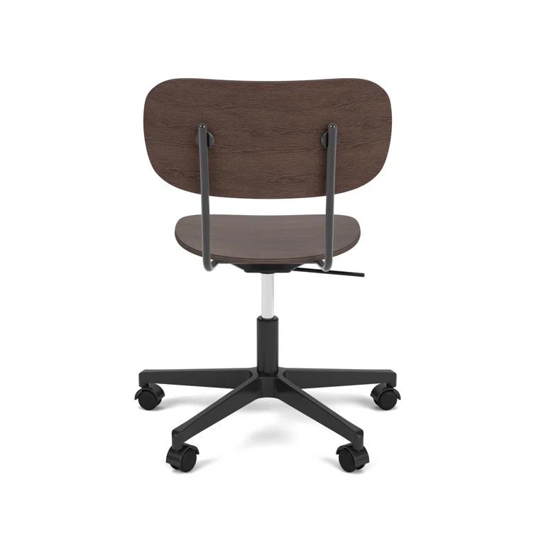 Black and Oak Adjustable Swivel Task Chair with Aluminum Frame