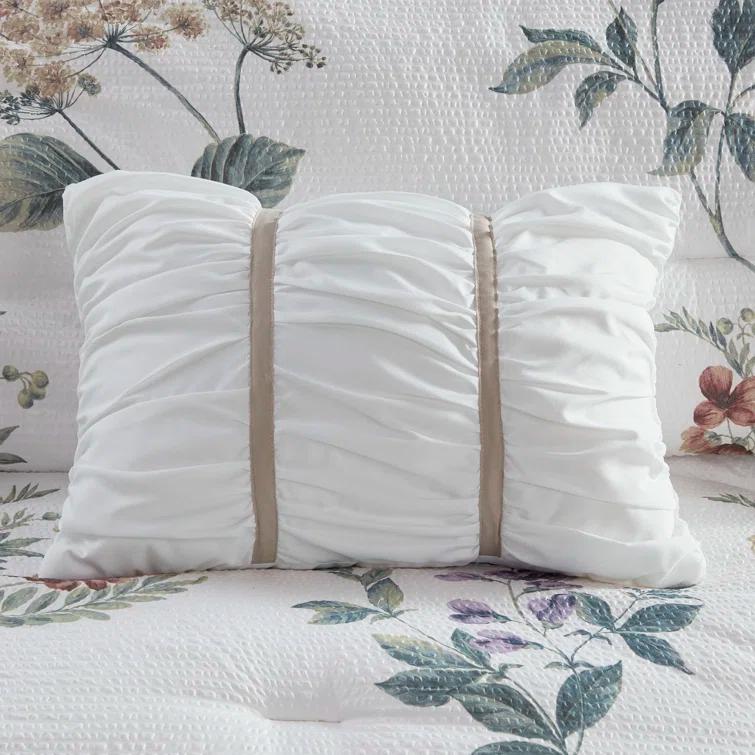 Zennia 7 Piece Seersucker Floral Comforter Set with Throw Blanket