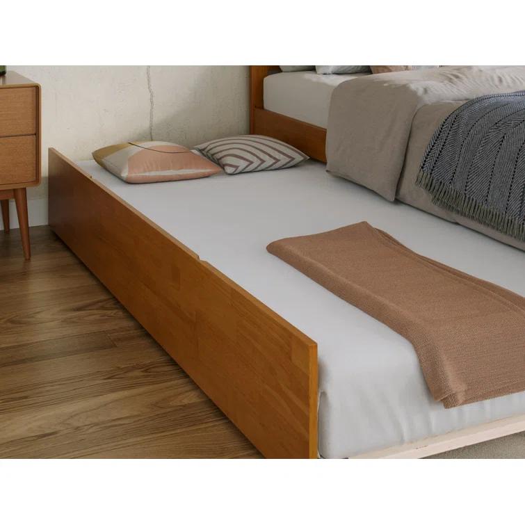 Richmond Solid Wood Platform Bed with Panel Footboard and Trundle