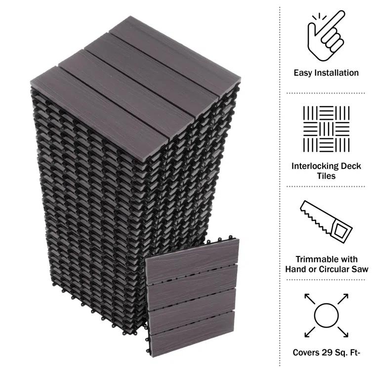11.63" x 11.63" Interlocking Deck Tile Patio Tiles