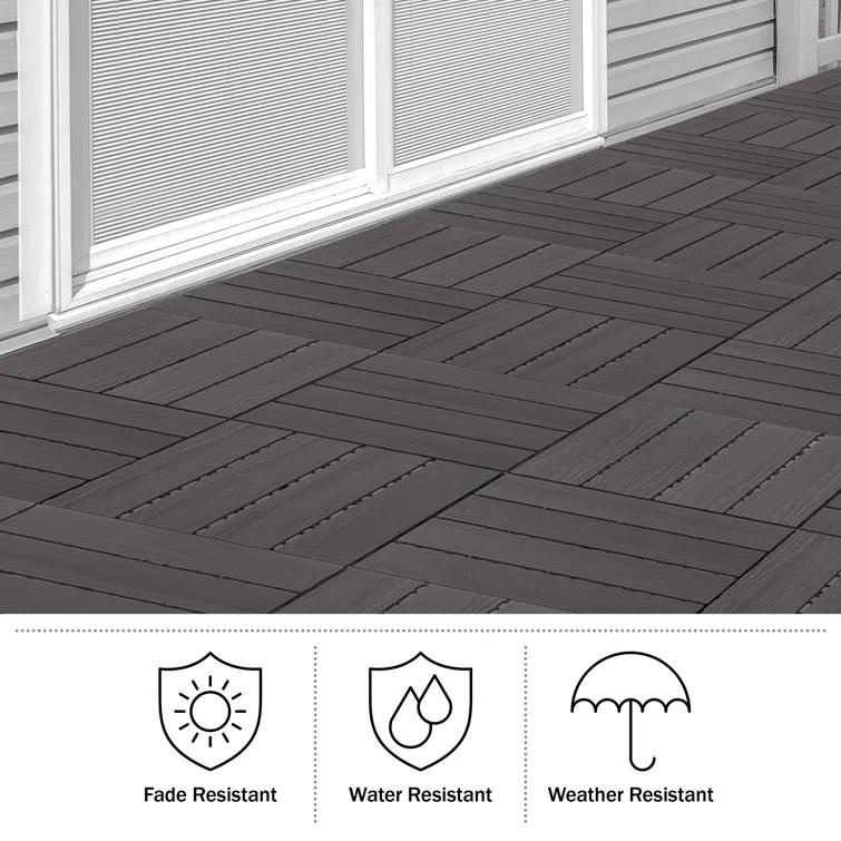 11.63" x 11.63" Interlocking Deck Tile Patio Tiles
