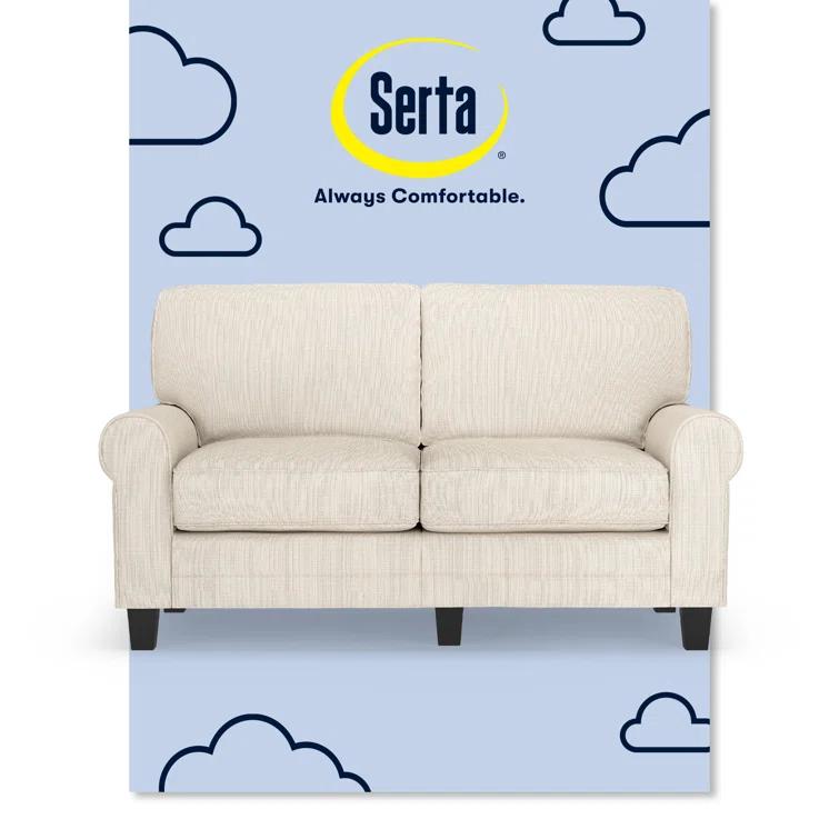 Serta Copenhagen 61" Rolled Arm Sofa, Easy Care Fabric, Soft Pillow Back, Pocket Coil Seat Cushions