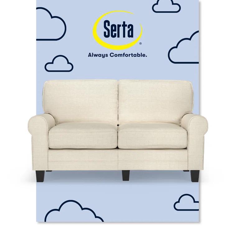 Serta Copenhagen 61" Rolled Arm Sofa, Easy Care Fabric, Soft Pillow Back, Pocket Coil Seat Cushions