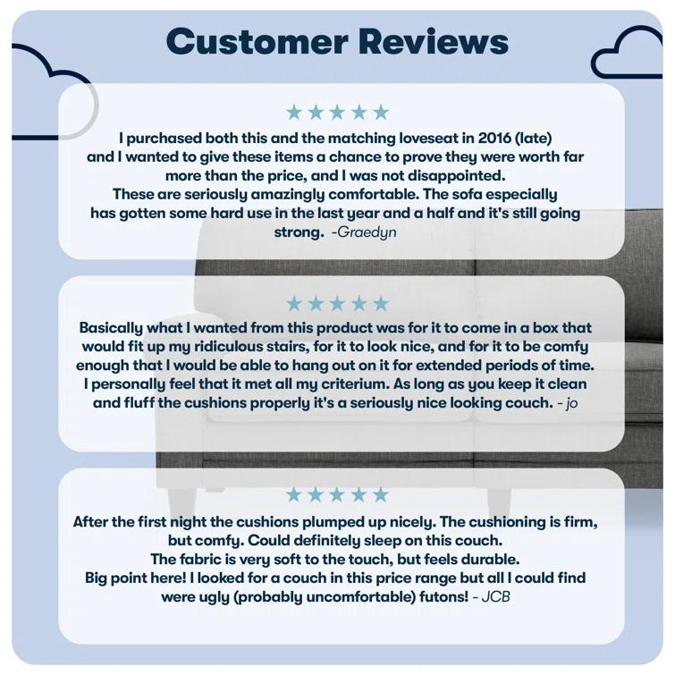 Serta Copenhagen 61" Rolled Arm Sofa, Easy Care Fabric, Soft Pillow Back, Pocket Coil Seat Cushions