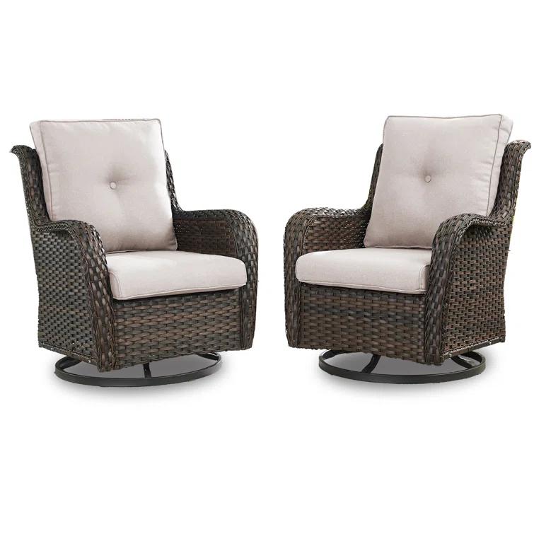 Carolina Outdoor Wicker Swivel Glide Chair with Cushions