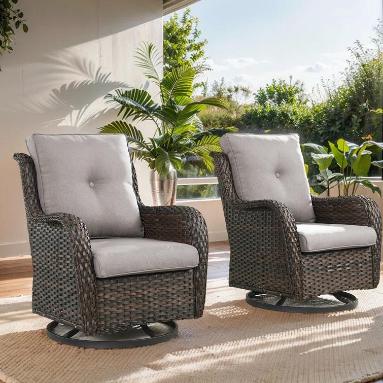 Carolina Outdoor Wicker Swivel Glide Chair with Cushions