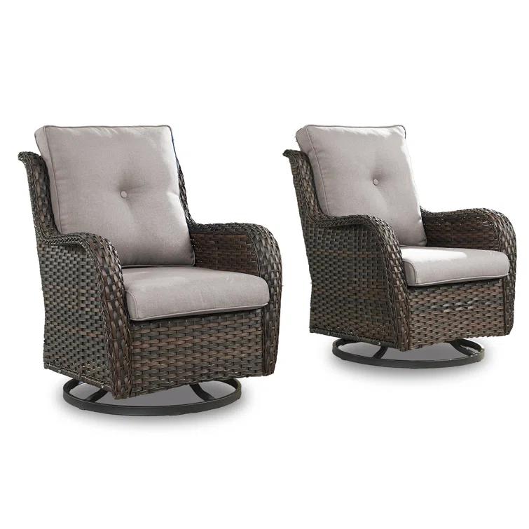 Carolina Outdoor Wicker Swivel Glide Chair with Cushions