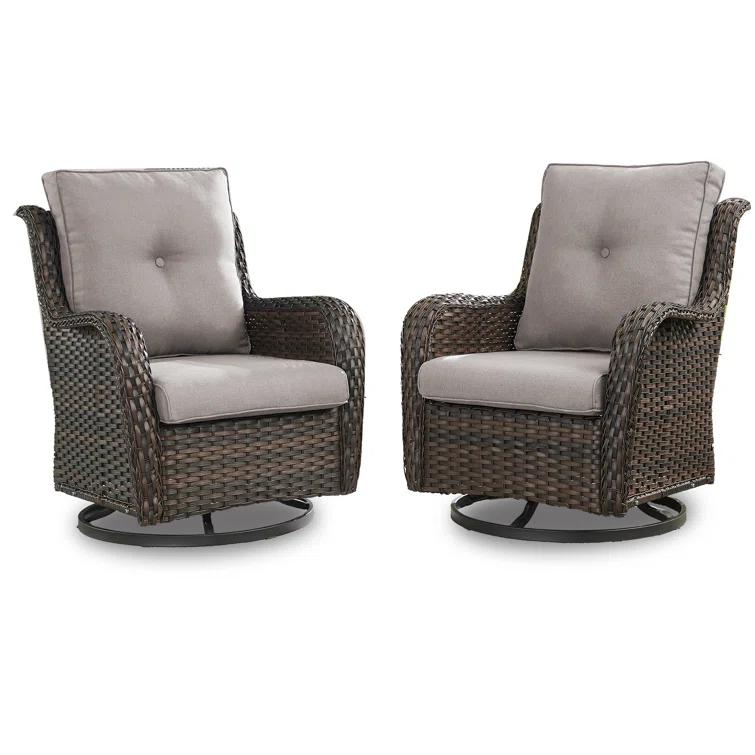 Carolina Outdoor Wicker Swivel Glide Chair with Cushions