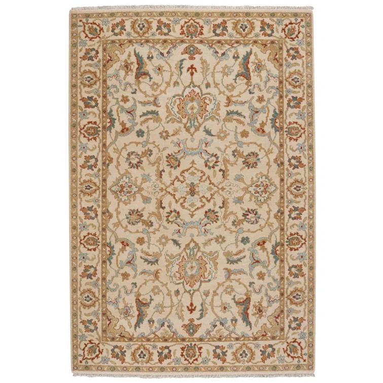 Sarah Hand-Knotted Ivory Wool 5' x 8' Area Rug