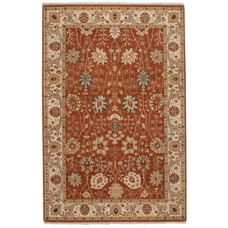 Sarah Hand-Knotted Ivory and Rust Wool 8' x 10' Area Rug