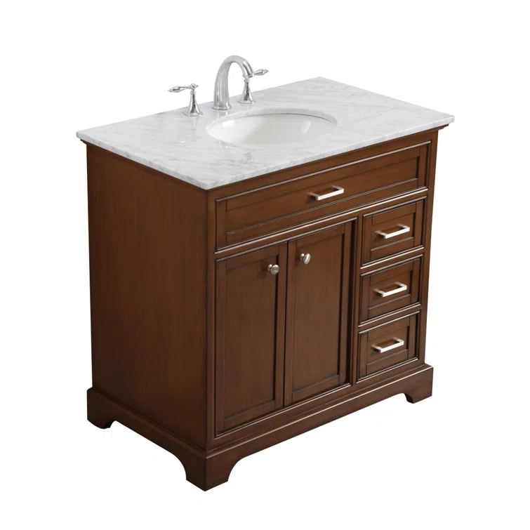 Hermes 36'' Single Bathroom Vanity with Marble Top