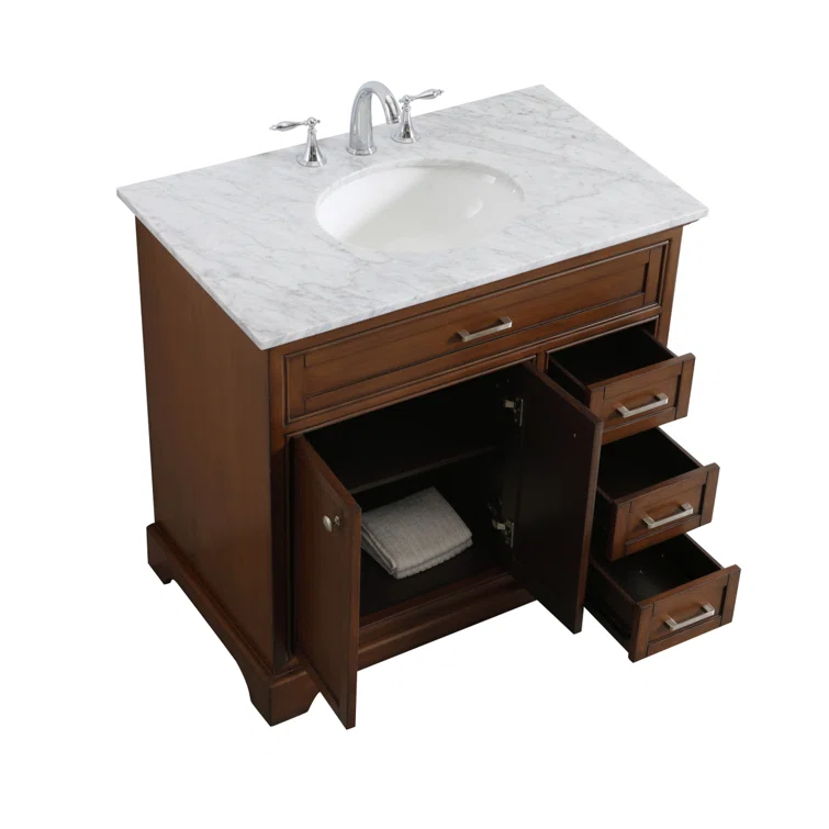 Hermes 36'' Single Bathroom Vanity with Marble Top