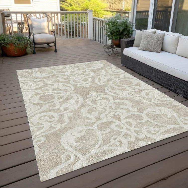 Chayden Washable Damask Indoor / Outdoor Rug