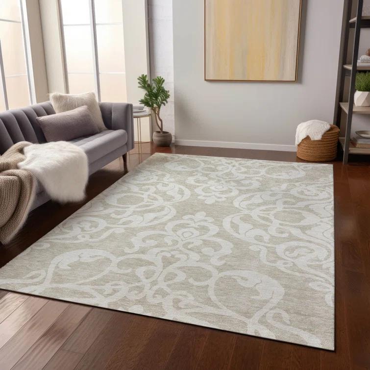 Chayden Washable Damask Indoor / Outdoor Rug