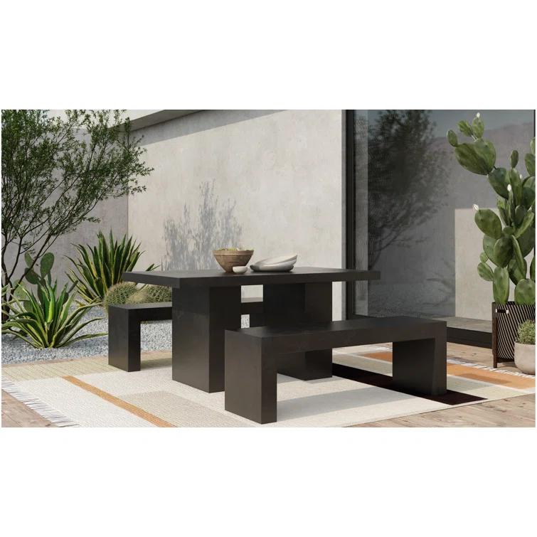 Lazarus White Fiber-Reinforced Concrete Outdoor Dining Bench
