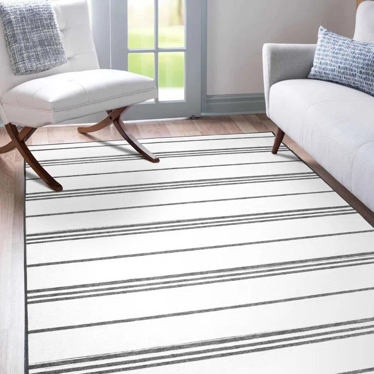 My Magic Carpet Stripe Grey And White Flatweave Indoor / Outdoor Rug