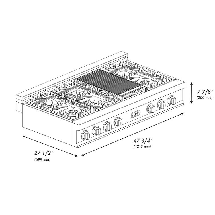 ZLINE Autograph 48 in. Legacy Gas Rangetop in Stainless Steel