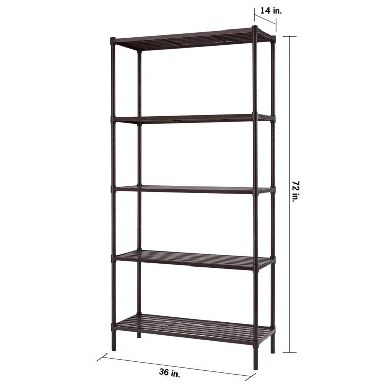 TRINITY Dark Bronze 5-Tier Steel Slat Shelving Unit (36 in. W x 72 in. H x 14 in. D)