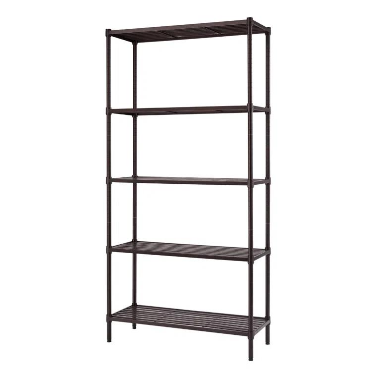 TRINITY Dark Bronze 5-Tier Steel Slat Shelving Unit (36 in. W x 72 in. H x 14 in. D)