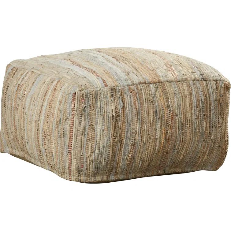 Bolin Square Leather Pouf