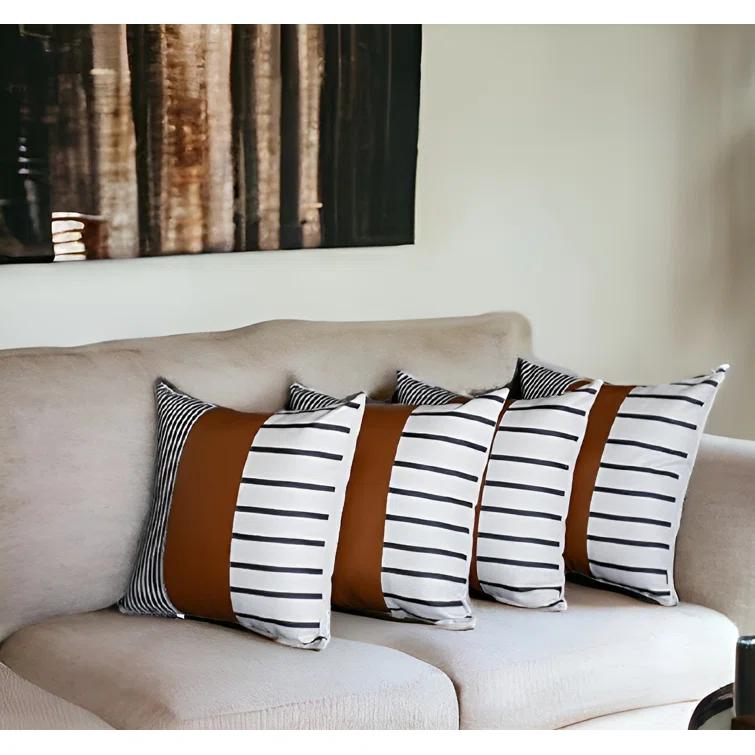 Faux Leather Throw Pillow Cover (Set of 4)