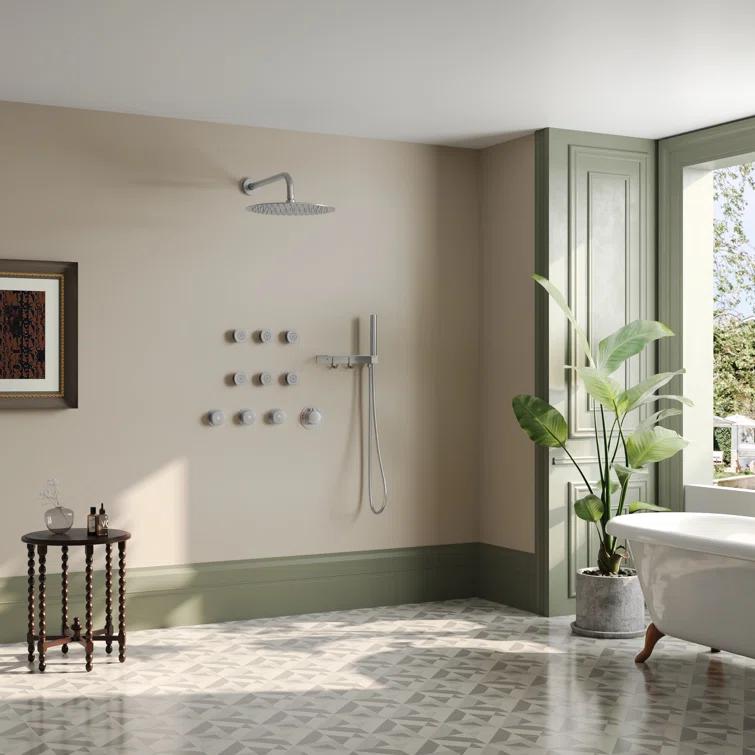 Thermostatic Shower System 12" Rain Shower Head withHandheld Spray,Shower Faucet Set with Valve Trim Kit