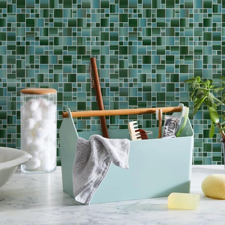 Swimming Pool Random Sized Straight Edge Glass Mosaic Tile