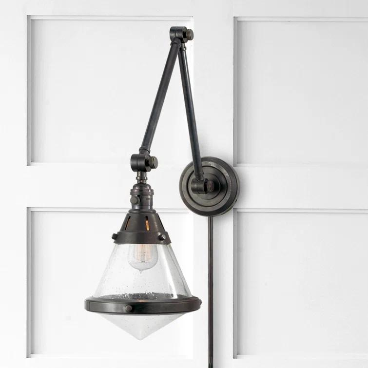 Gale Library 21.5" Black and Bronze Dimmable Wall Sconce