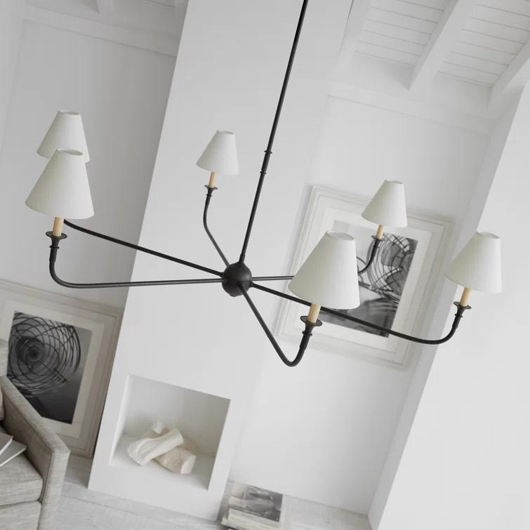 Aged Iron and Crystal 6-Light Candle Chandelier
